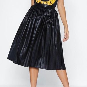 Faux Leather Pleated Skirt